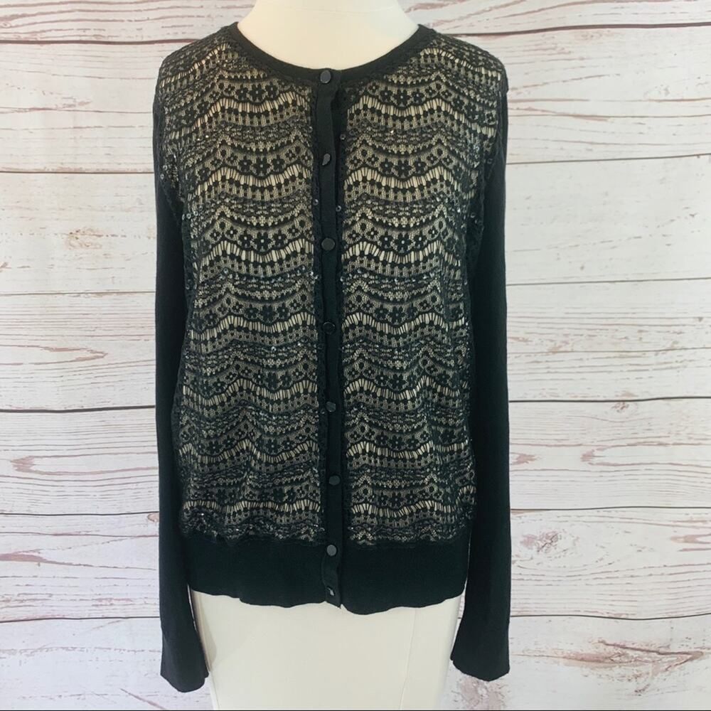 Ann Taylor black sweat with lace beaded sequin